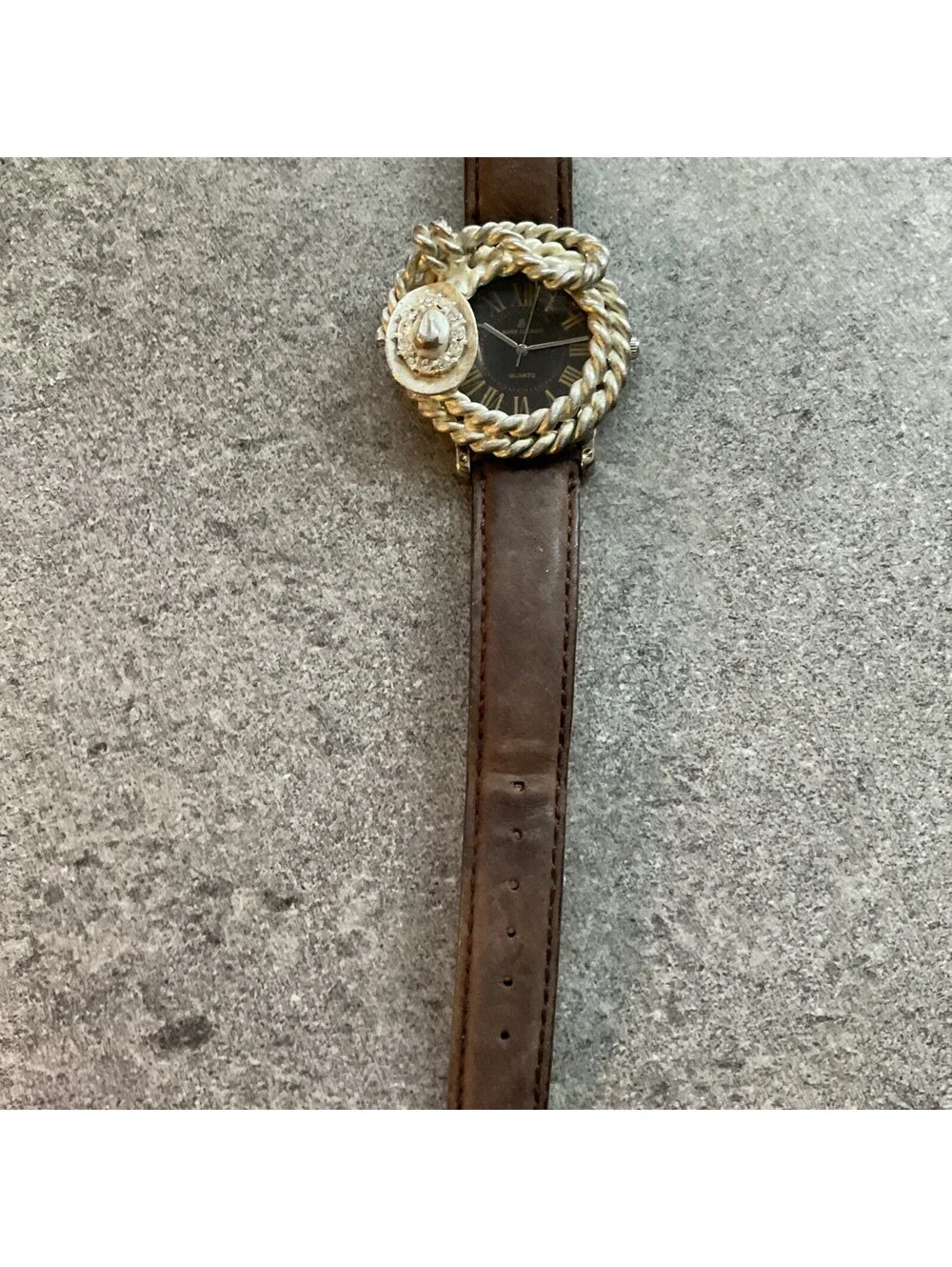 Vintage Western Themed Marie Lourdes Womens Watch 40mm Case Leather Band A19